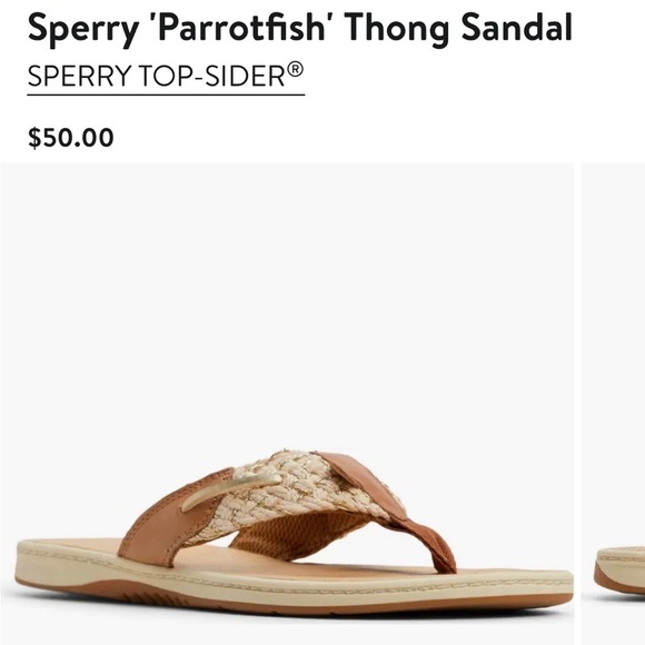Sperry Shoes - NWOT Sperry 'Parrotfish' Thong Sandal Nordstrom Sz 9M women Sahara/ Gold Leather